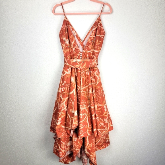 Johanna Ortiz Cacatua Belted Layered Bird Print Cotton Poplin Midi Dress 6 - Picture 10 of 15